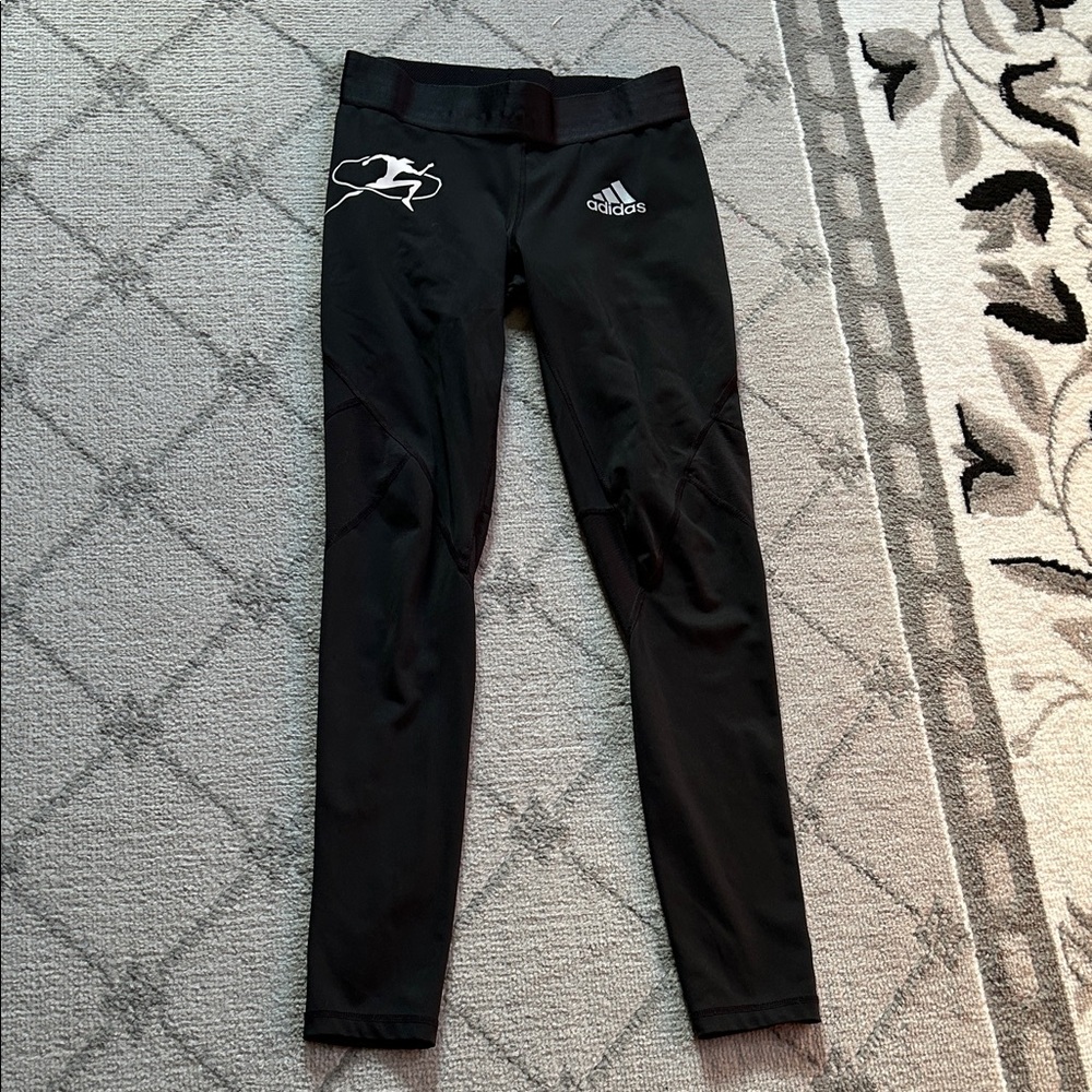 adidas Black ClimaCool Athletic Leggings with White Logo